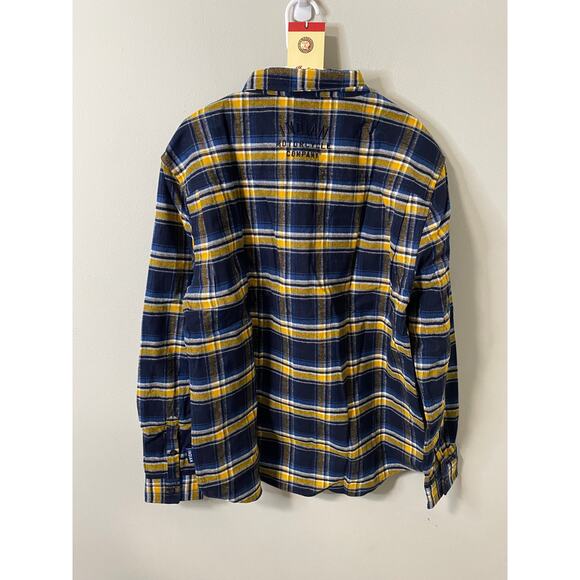 New Indian Motorcycle Men's Arkansas Flannel Plaid Shirt, Navy Size Large - Picture 3 of 4